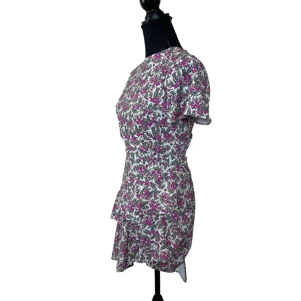 StyleStalker White Floral Mini Dress SMALL Ruffle Cottage Party Designer $200